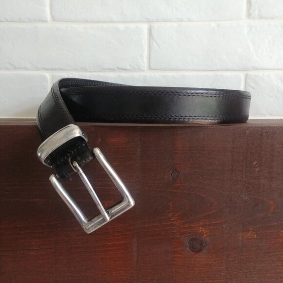 Custom Leather Mens made in Canada very dark black brown belt 36/90 - Picture 5 of 10